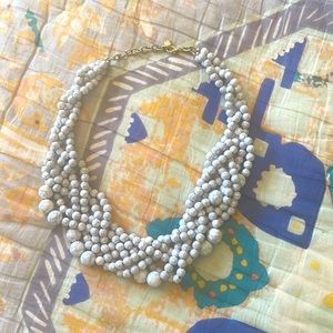 Grey and white marble look beaded necklace